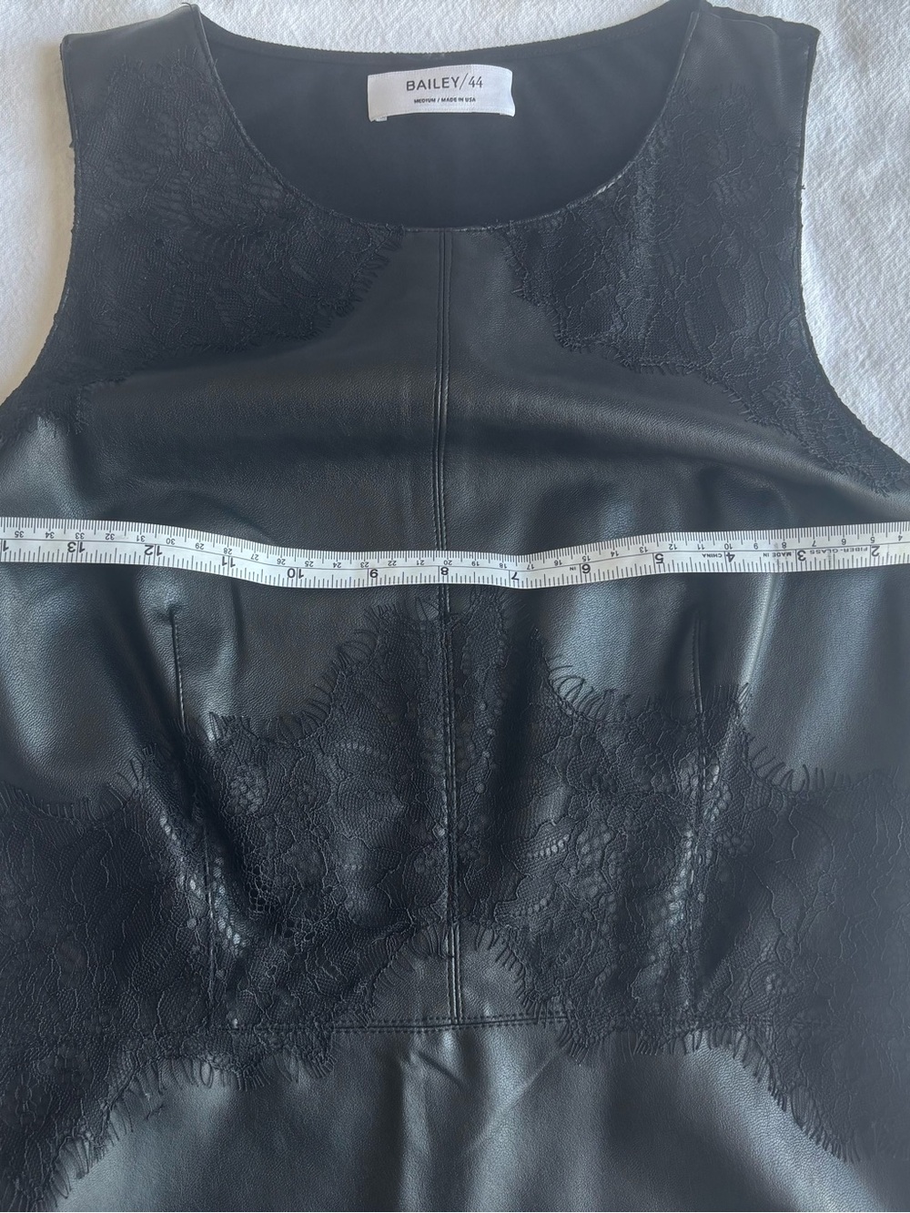 Size M, Bailey/44 Vegan Leather Lace Sleeveless Dressy Stretch Top Made In USA - Picture 10 of 13